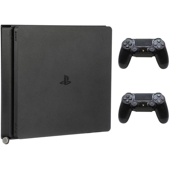 HumanCentric (PS4 Slim) - PS4 Mount for PS4 Slim + 2 Controller Mounts Bundle Mount on The Wall or on The Back of The TV Patent Pending