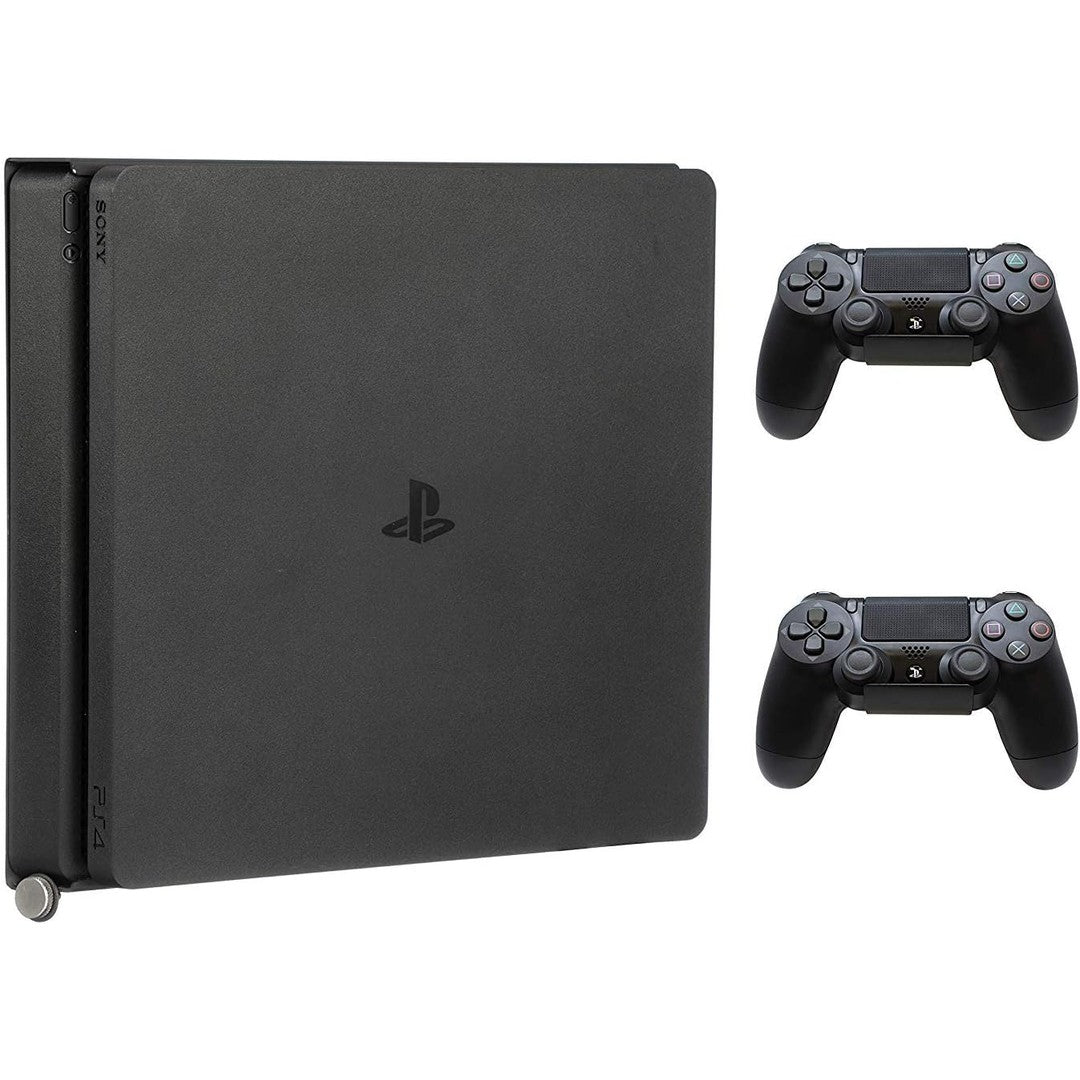 HumanCentric (PS4 Slim) - PS4 Mount for PS4 Slim + 2 Controller Mounts Bundle Mount on The Wall or on The Back of The TV Patent Pending