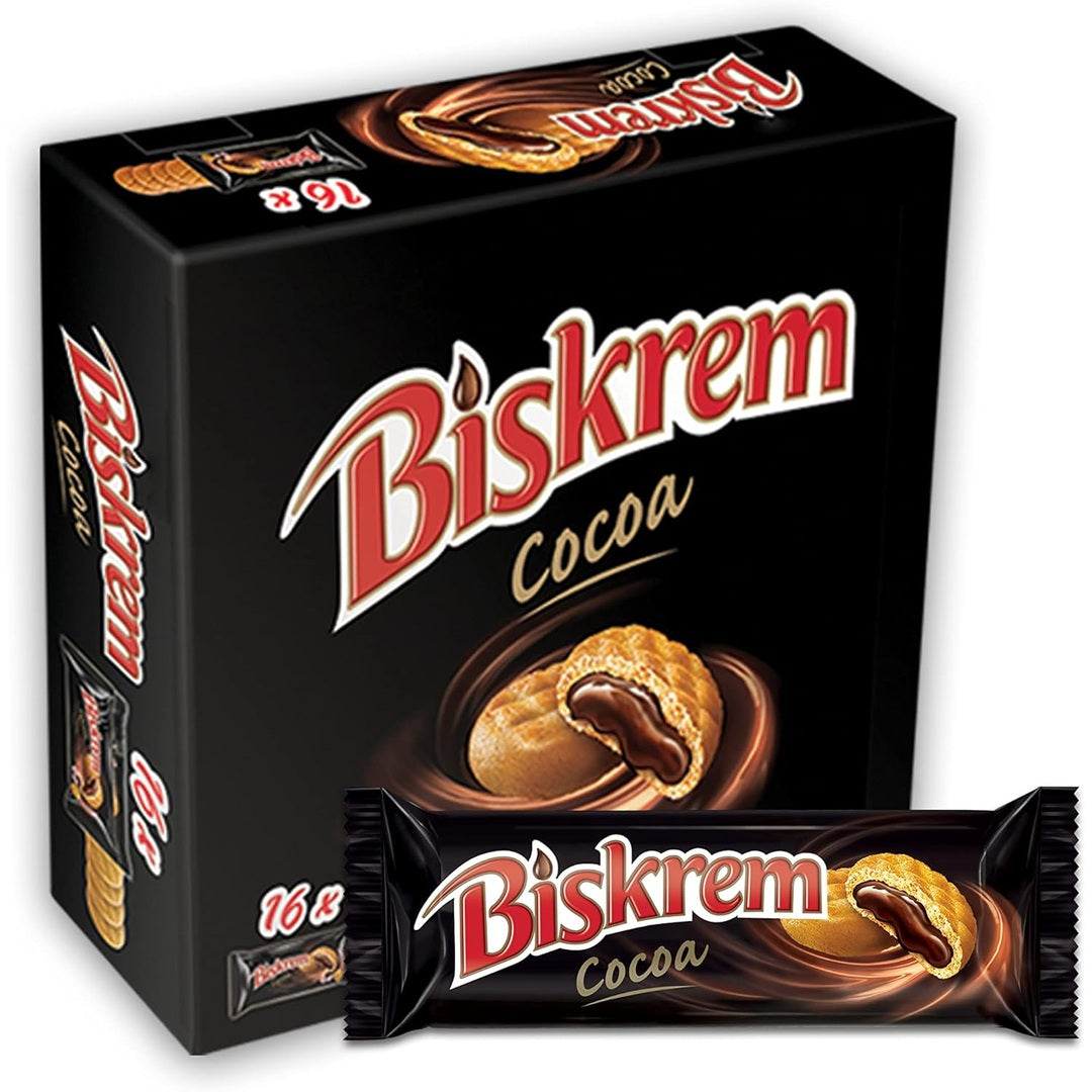 Ulker Biskrem Cocoa Cream Filled Cookies, 36g - Pack of 16