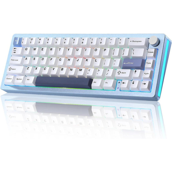 YUNZII AL66 Wireless Mechanical Keyboard,Full Aluminum CNC,65% Knob Control,Bluetooth/2.4G/Wired,Hot Swappable Pre-lubed Switches,Gasket Mounted RGB for Win/Mac (Milk Switch, Pink)