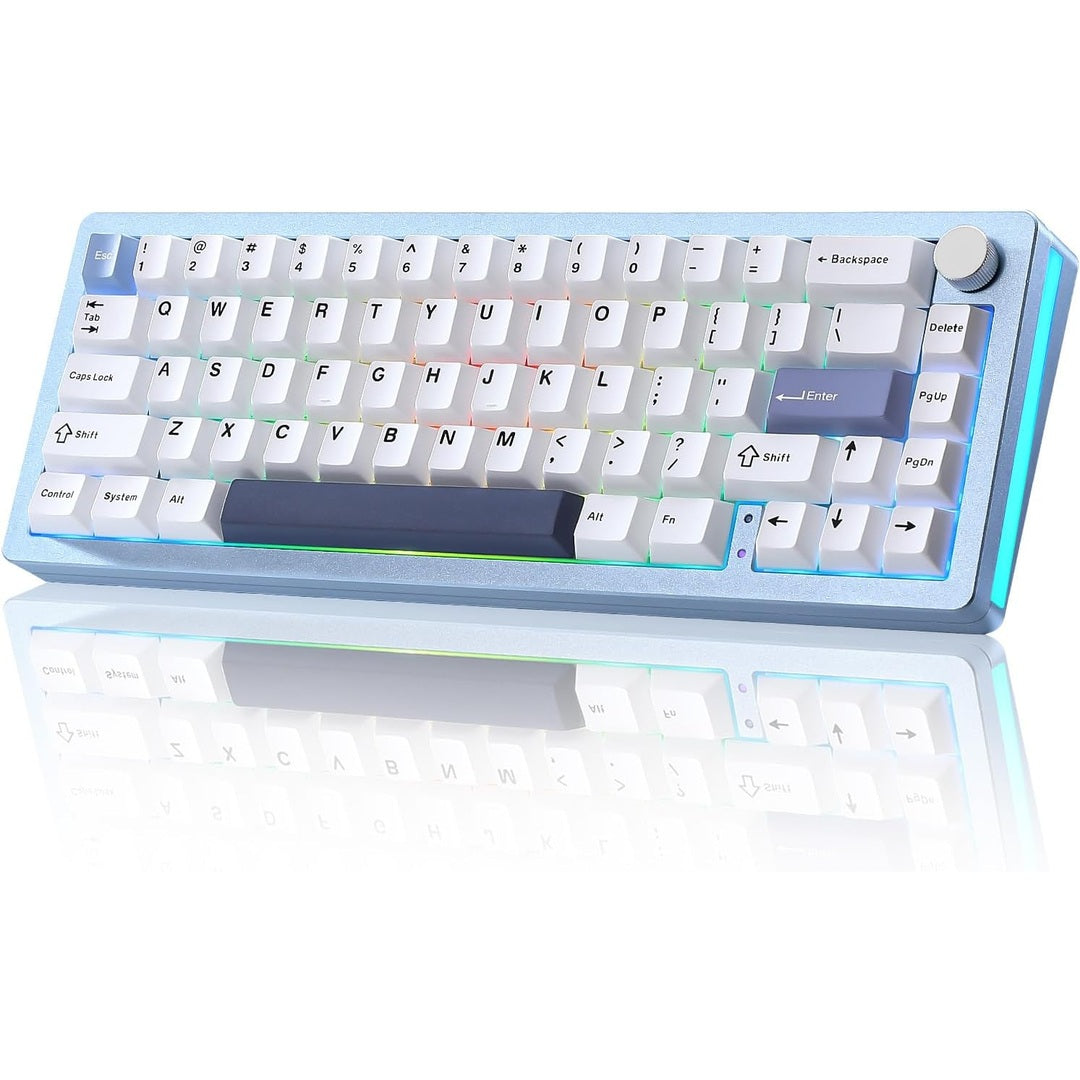 YUNZII AL66 Wireless Mechanical Keyboard,Full Aluminum CNC,65% Knob Control,Bluetooth/2.4G/Wired,Hot Swappable Pre-lubed Switches,Gasket Mounted RGB for Win/Mac (Milk Switch, Pink)