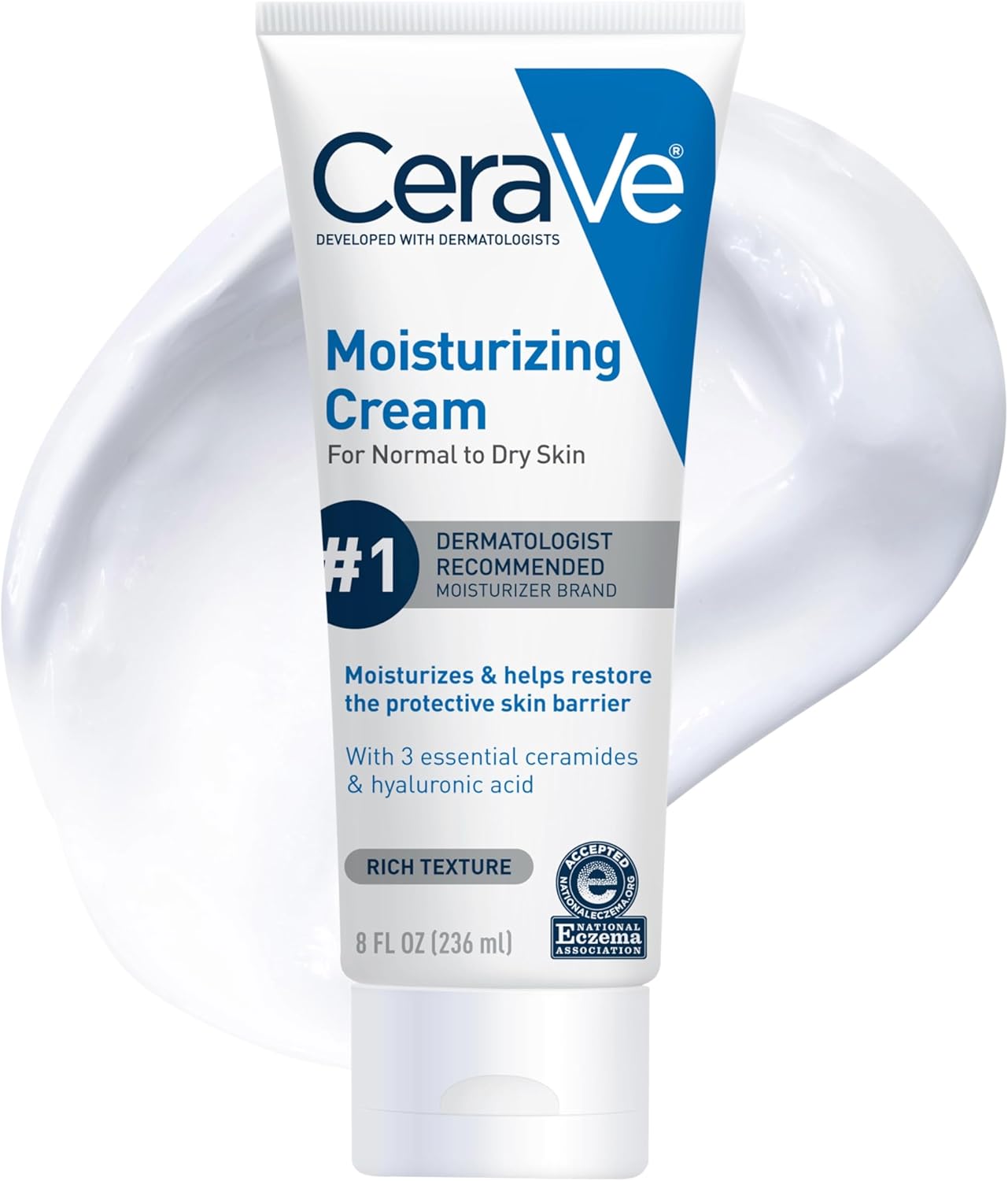 CeraVe Moisturizing Cream, Body and Face Moisturizer for Dry Skin, Body Cream with Hyaluronic Acid and Ceramides, 19 Ounce