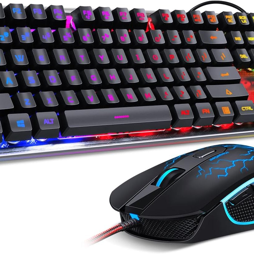 MageGee Gaming Keyboard and Mouse Combo, K1 RGB LED Backlit Ergonomic Keyboard with 104 Keys, Optical Mouse for PC/Laptop (Pink)