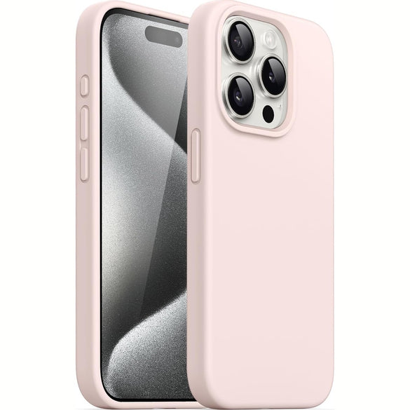 JETech Silicone Case for iPhone 15 Pro Max 6.7-Inch, Silky-Soft Touch Full-Body Protective Phone Case, Shockproof Cover (Natural Titanium)
