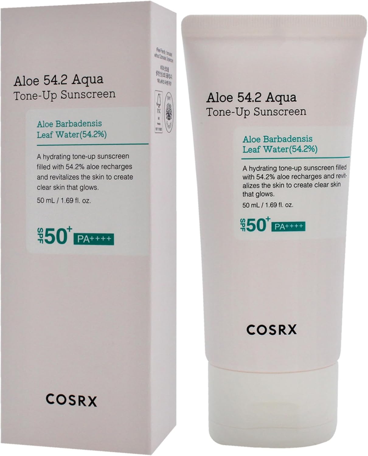 COSRX Aloe 54.2 Aqua Tone-Up Sunscreen SPF 50 Plus for Unisex - 1.69 oz Sunscreen