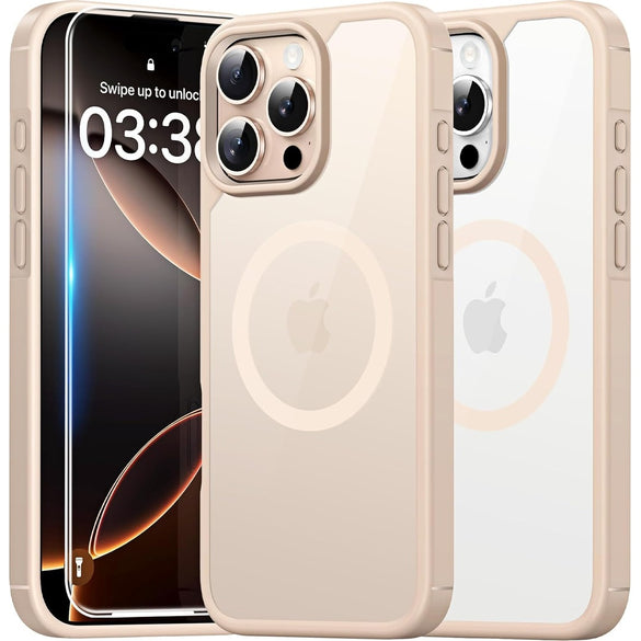 TAURI for iPhone 17 Pro Case with 1-Pack Screen Protector, Camera Lens Full Protection, Military-Grade Protection, Shockproof Transparent Back Bumper Phone Cover - Clear
