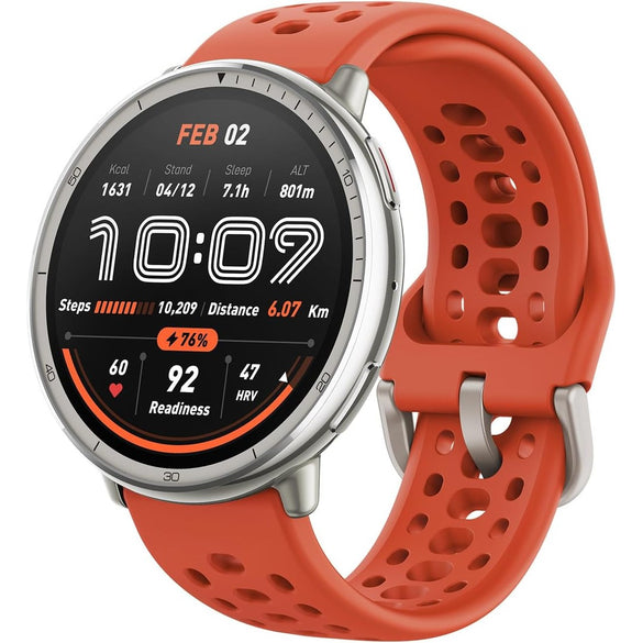 Amazfit Active 2 Smart Watch 44mm, 10 Day Battery, Fitness Tracker, Sleep Monitor, GPS Maps, 160+ Sport Modes, Water Resistant, for Android & Apple iPhone, Sapphire Glass, Black Leather Strap