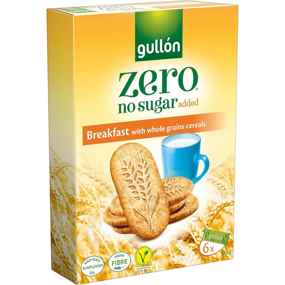 Gullon ZERO No Added Sugar WHOLE GRAINS BREAKFAST Biscuits 216G