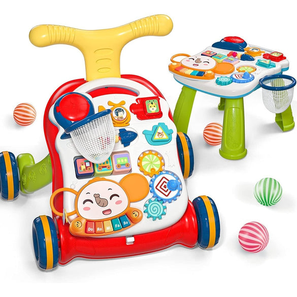 CUTE STONE Sit-to-Stand Learning Walker, 2 in 1 Baby Walker,