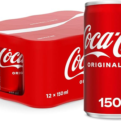 Coca Cola Regular Carbonated Soft Drink, Cans, 12 x 150 ml, Red, 1193301