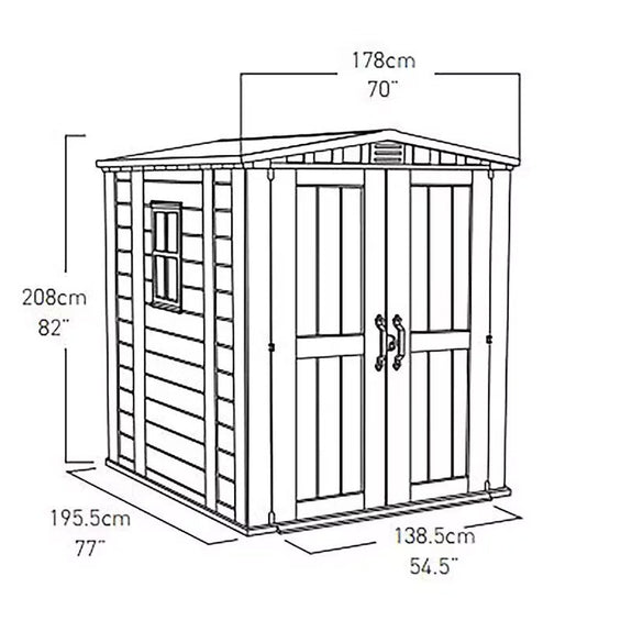 Keter factor 6x6 shed 1.78m x 1.95m