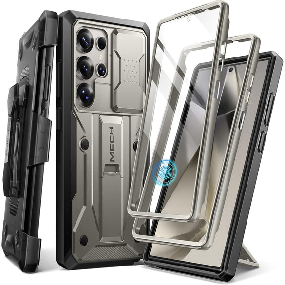 TONGATE for Samsung Galaxy S24 Ultra Case, [Bulit-in Screen Protector & Slide Camera Cover] [2 Front Frame] Military Grade Shockproof S24 Ultra Phone Case with Kickstand & Belt-Clip 6.8", Black