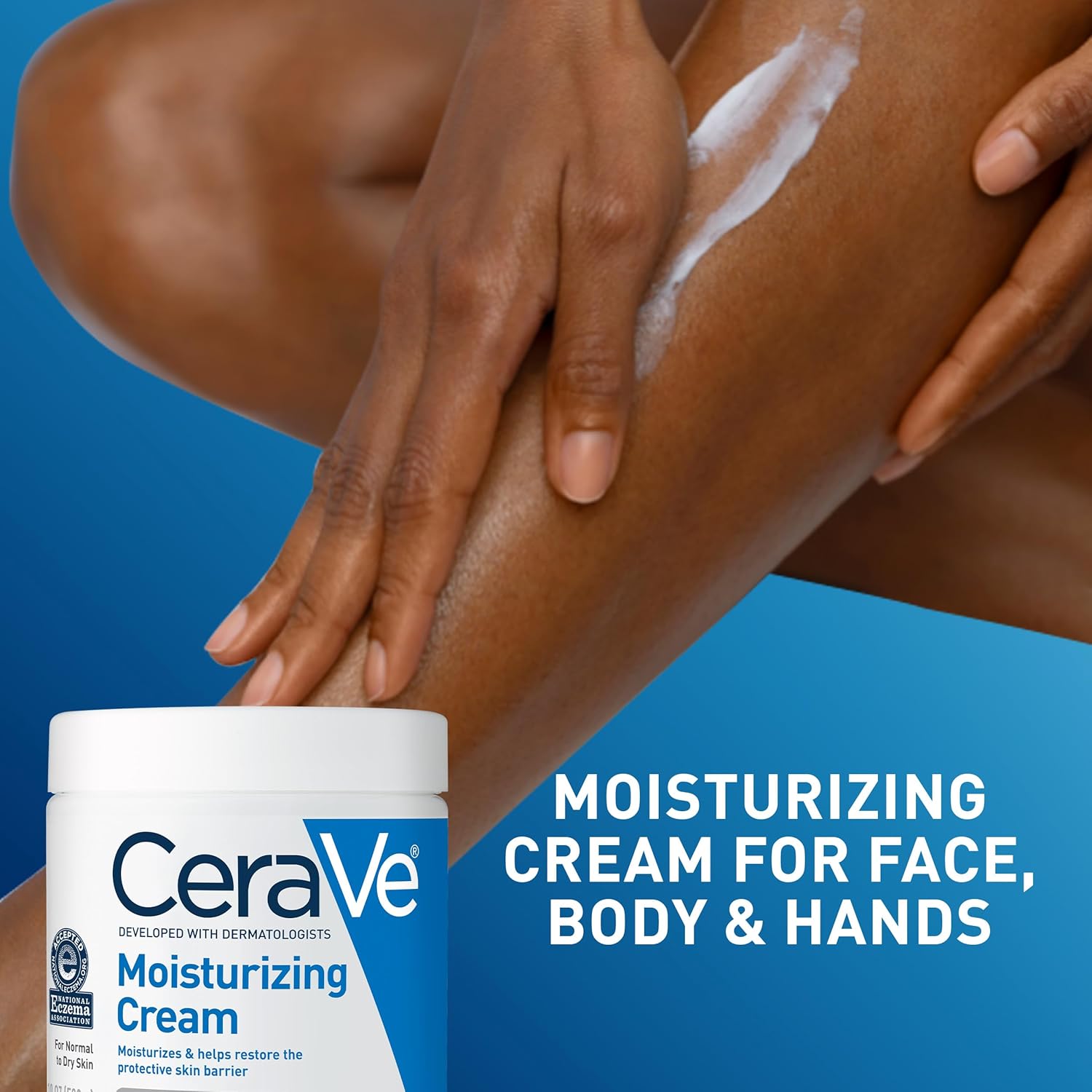 CeraVe Moisturizing Cream, Body and Face Moisturizer for Dry Skin, Body Cream with Hyaluronic Acid and Ceramides, 19 Ounce