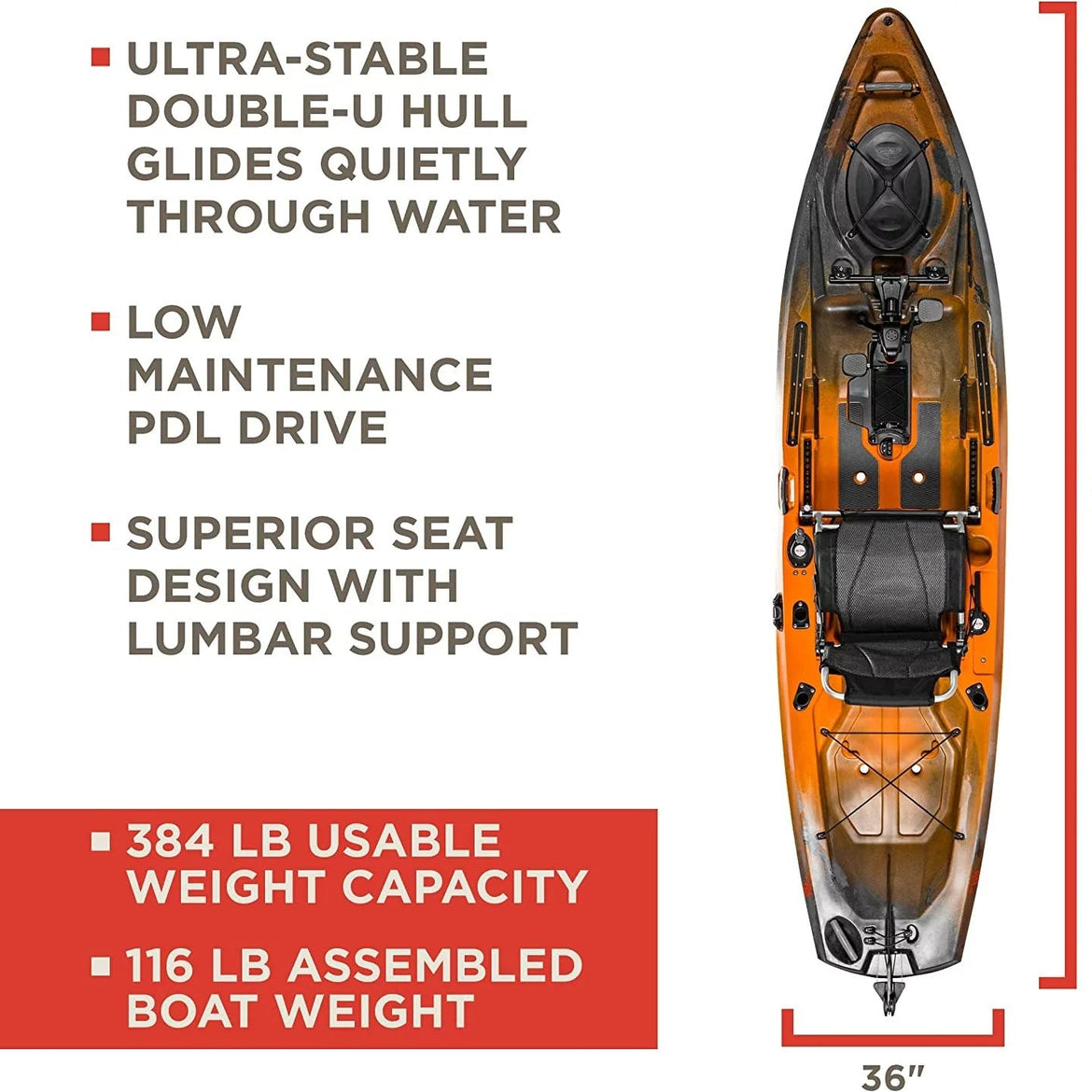 Old Town Sportsman PDL 106 Pedal Sit-On-Top Kayak – Ember