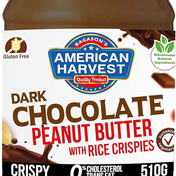 American Harvest Dark Chocolate Peanut Butter - with Rice Crispies 510g