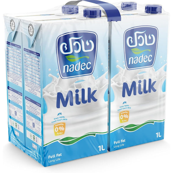 Nadec Full Fat Long Life Milk, 12 x 1 Liter