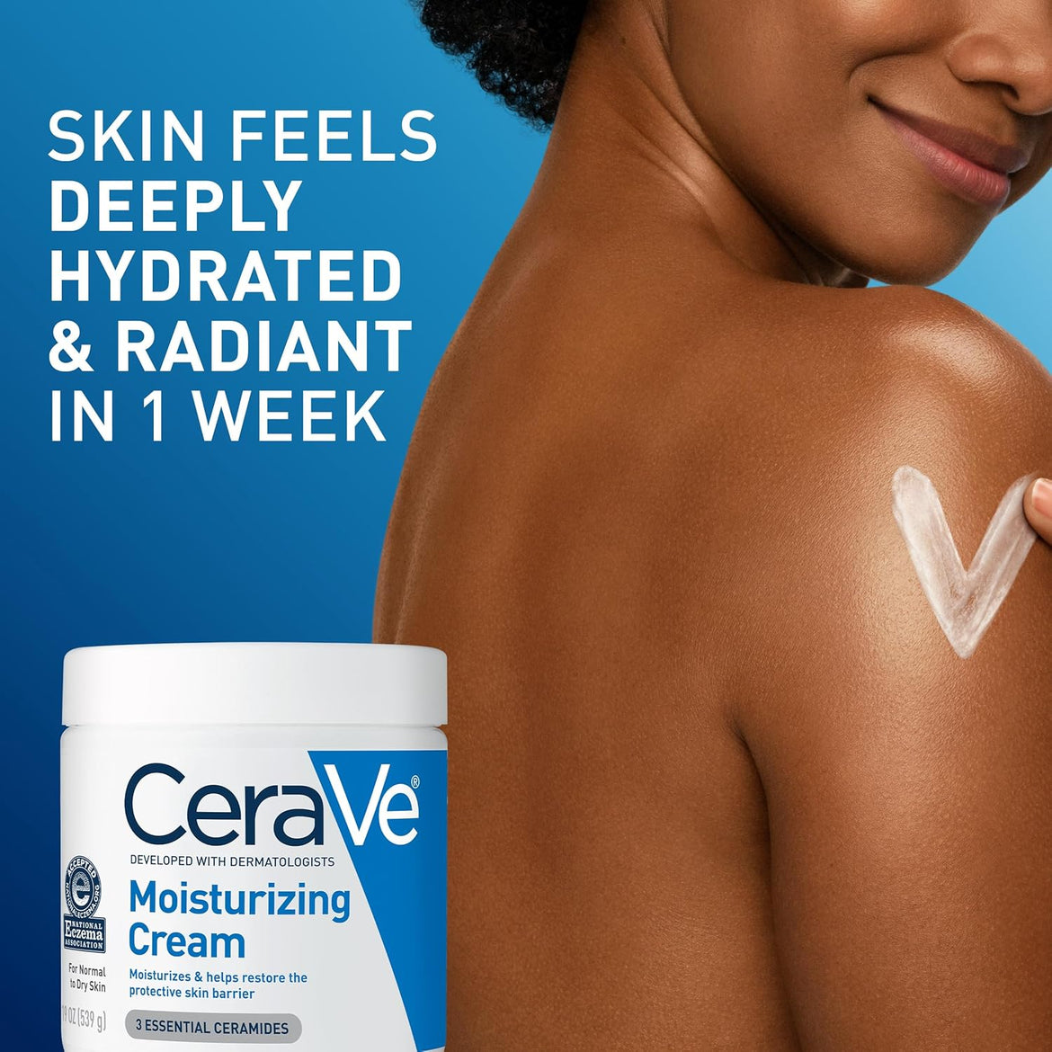 CeraVe Moisturizing Cream, Body and Face Moisturizer for Dry Skin, Body Cream with Hyaluronic Acid and Ceramides, 19 Ounce