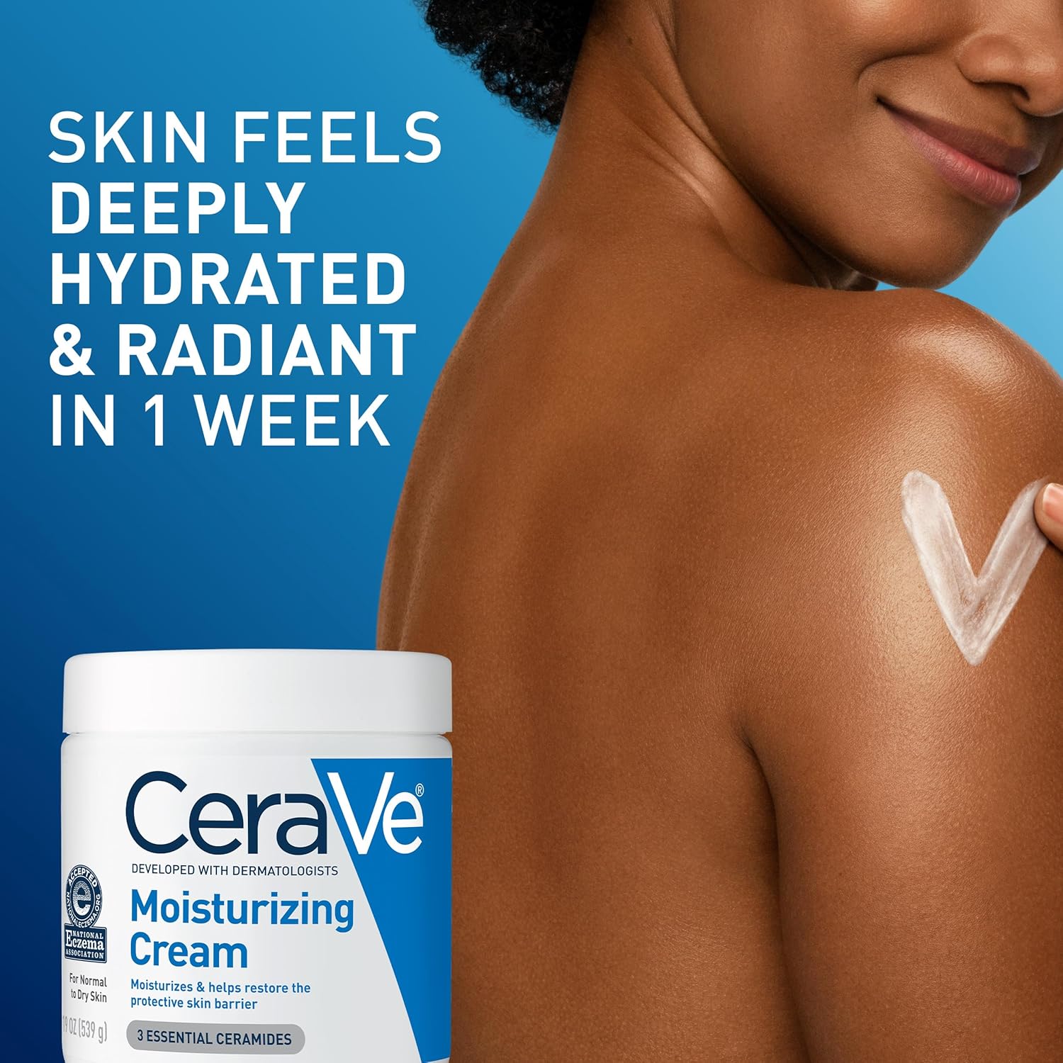 CeraVe Moisturizing Cream, Body and Face Moisturizer for Dry Skin, Body Cream with Hyaluronic Acid and Ceramides, 19 Ounce