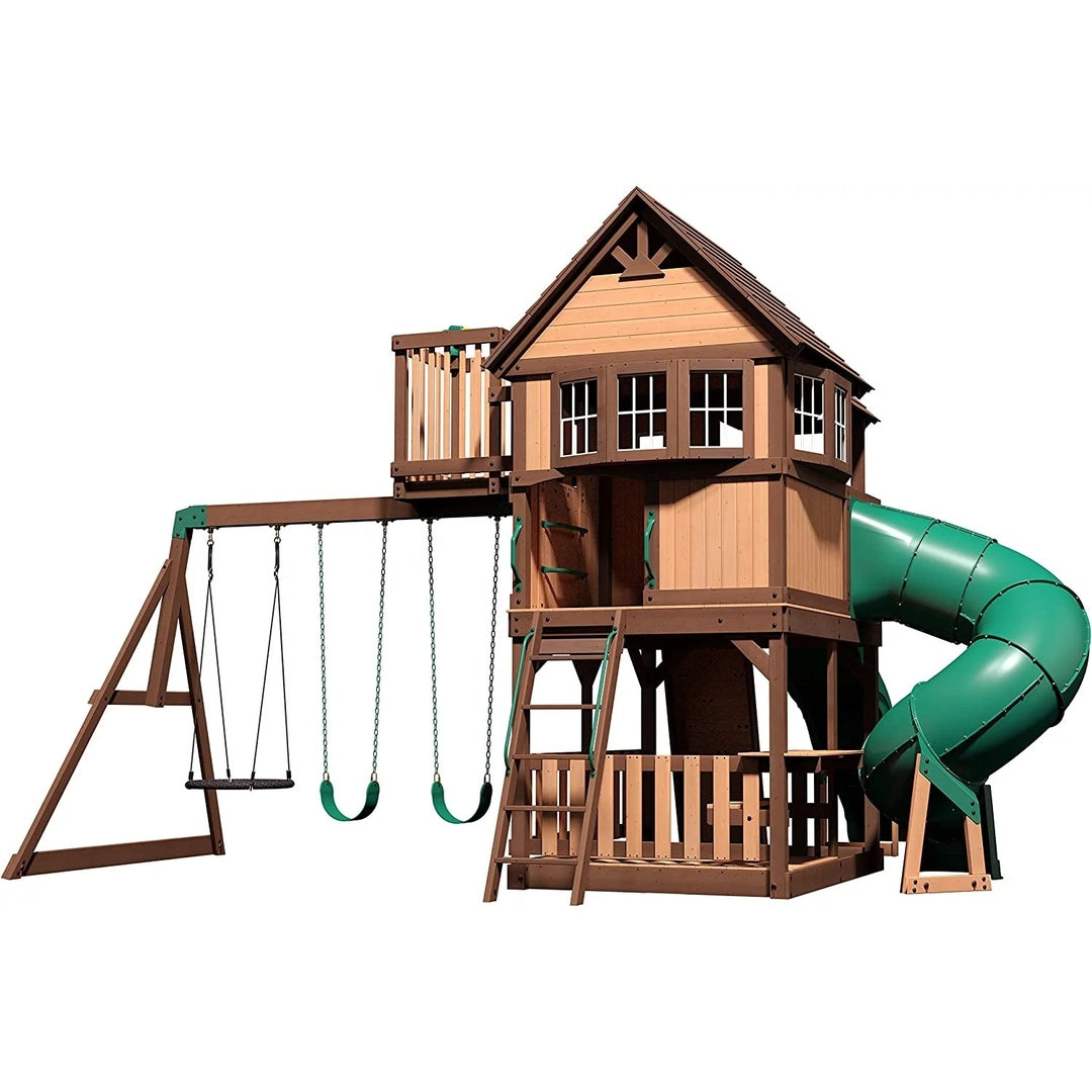 Backyard Discovery Skyfort III Cedar Swing Set w/ Tube Slide – DIY