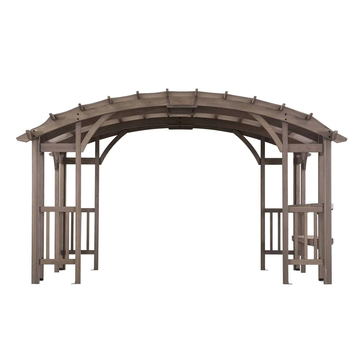 SummerCove 10 ft. x 14 ft. Light Gray Cedar Frame Arched Pergola with Shelves