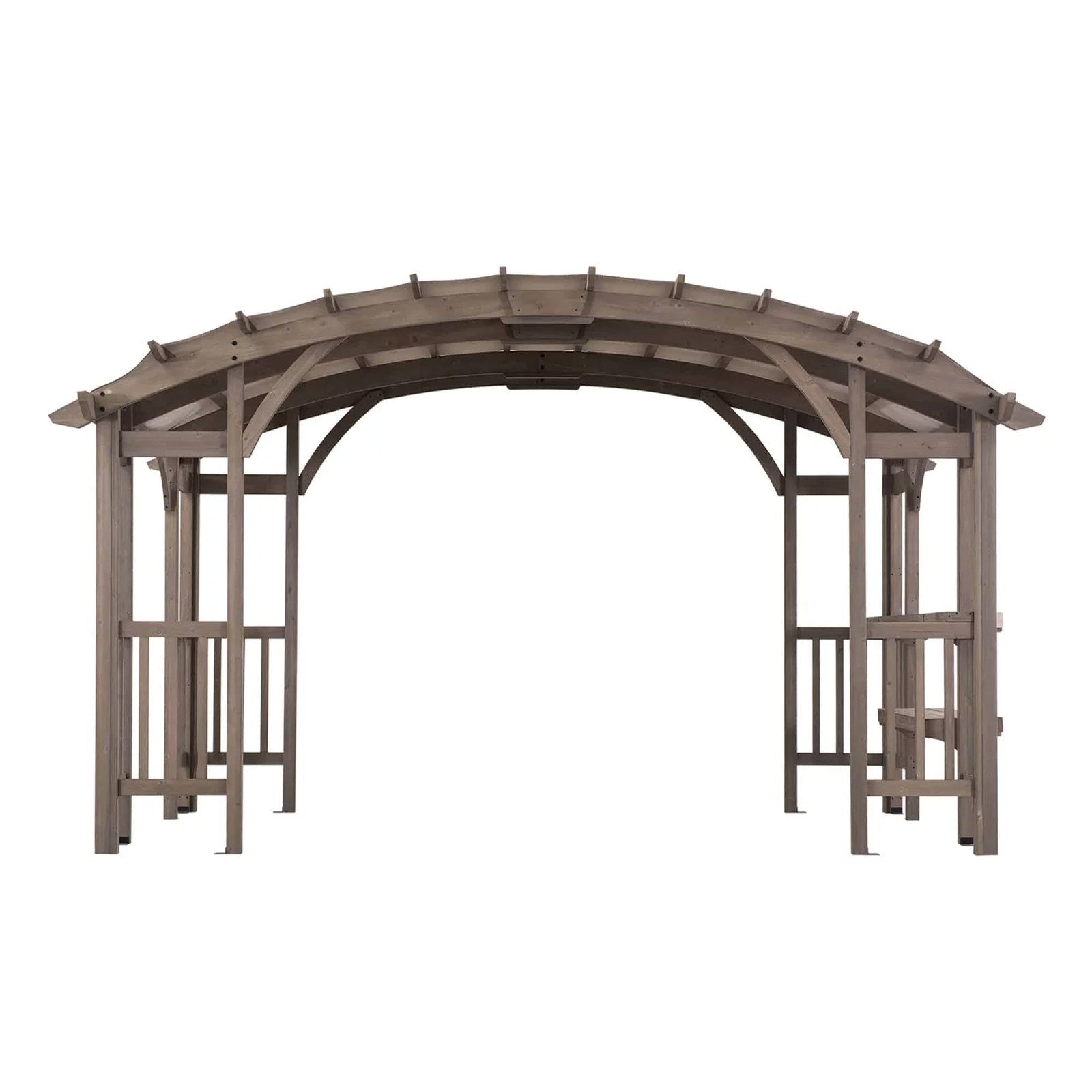 SummerCove 10 ft. x 14 ft. Light Gray Cedar Frame Arched Pergola with Shelves