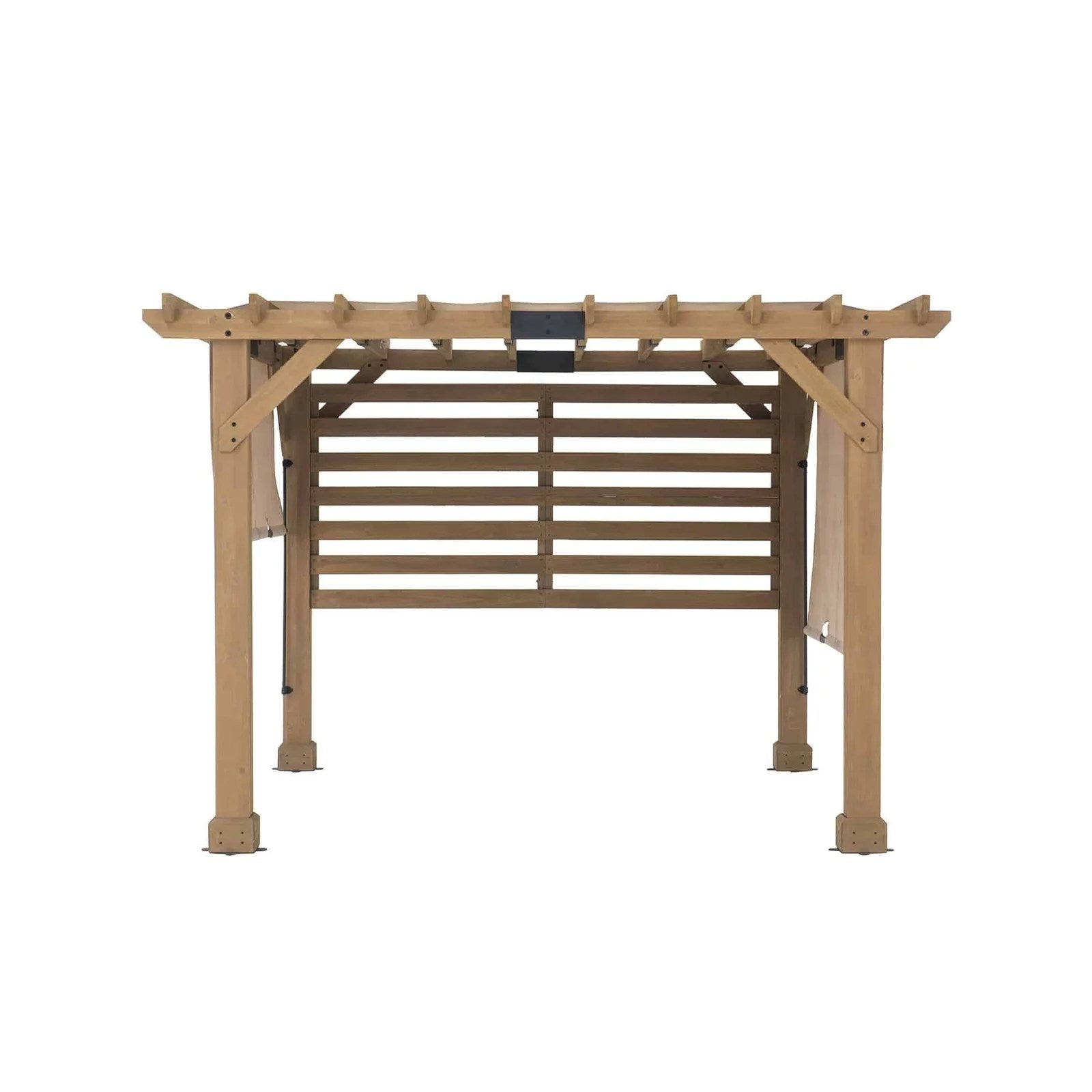 SummerCove 11 ft. x 10 ft. Tan Cedar Frame Wood Pergola with Adjustable Canopy