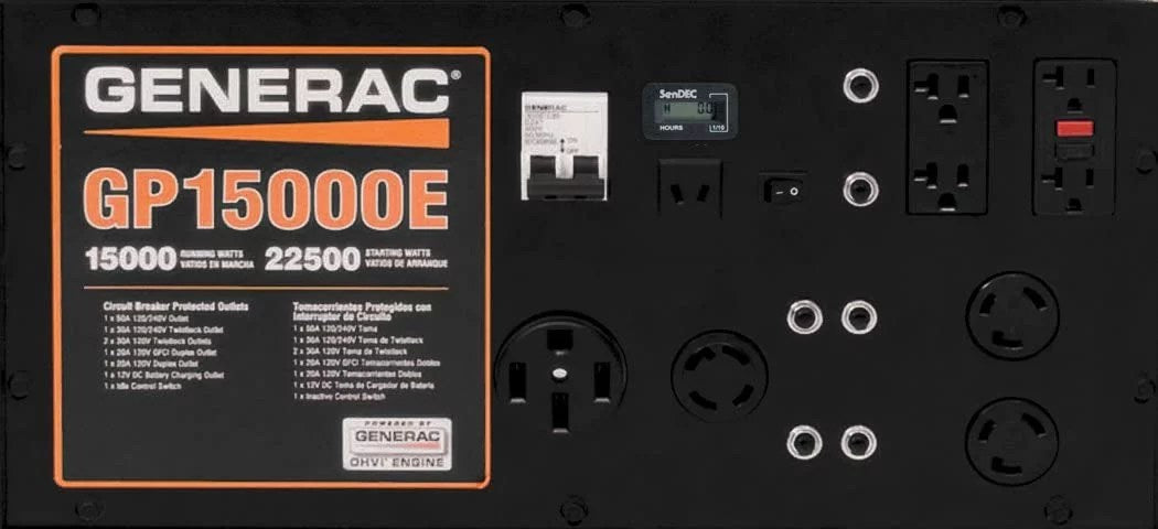 Generac 5734 GP15000E 15000-Watt Electric Start Gas-Powered Portable Generator