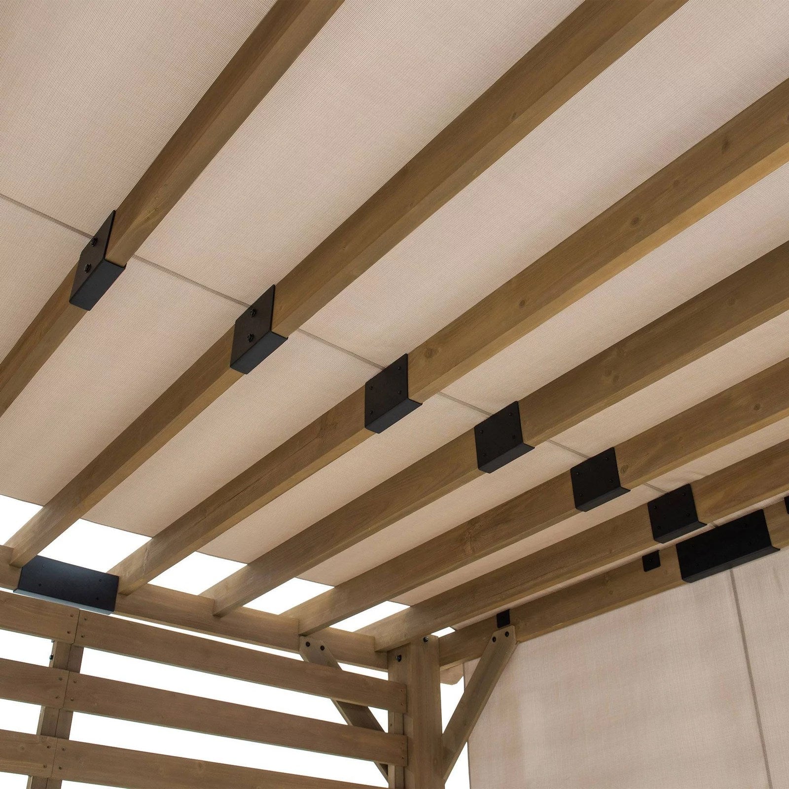 SummerCove 11 ft. x 10 ft. Tan Cedar Frame Wood Pergola with Adjustable Canopy