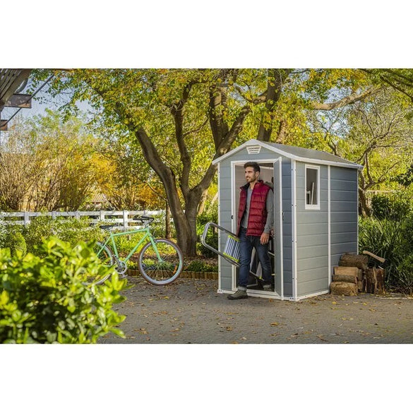 Keter Manor 4 ft. W x 6 ft. D Vertical Resin Outdoor Storage Shed Ideal For Patio Installation Included