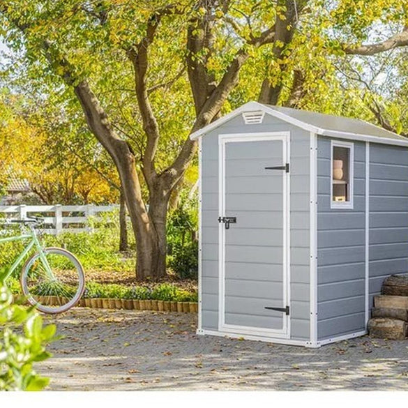 Keter Manor 4 ft. W x 6 ft. D Vertical Resin Outdoor Storage Shed Ideal For Patio Installation Included