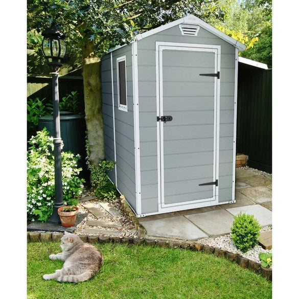 Keter Manor 4 ft. W x 6 ft. D Vertical Resin Outdoor Storage Shed Ideal For Patio Installation Included