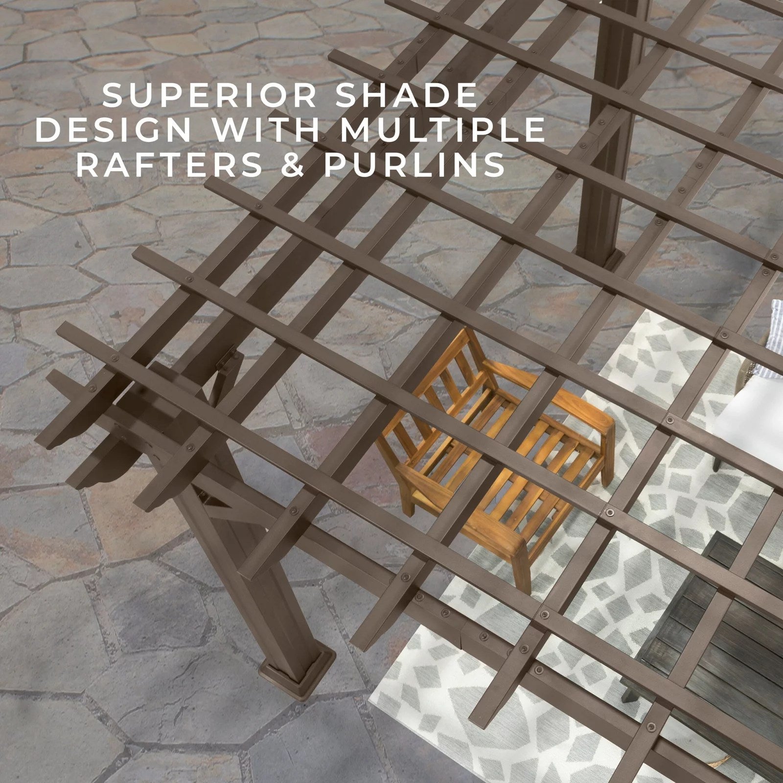 14×10 Ashford Traditional Steel Pergola With Sail Shade Soft Canopy