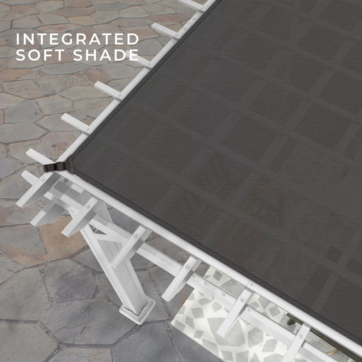 12×10 Hawthorne Traditional Steel Pergola With Sail Shade Soft Canopy