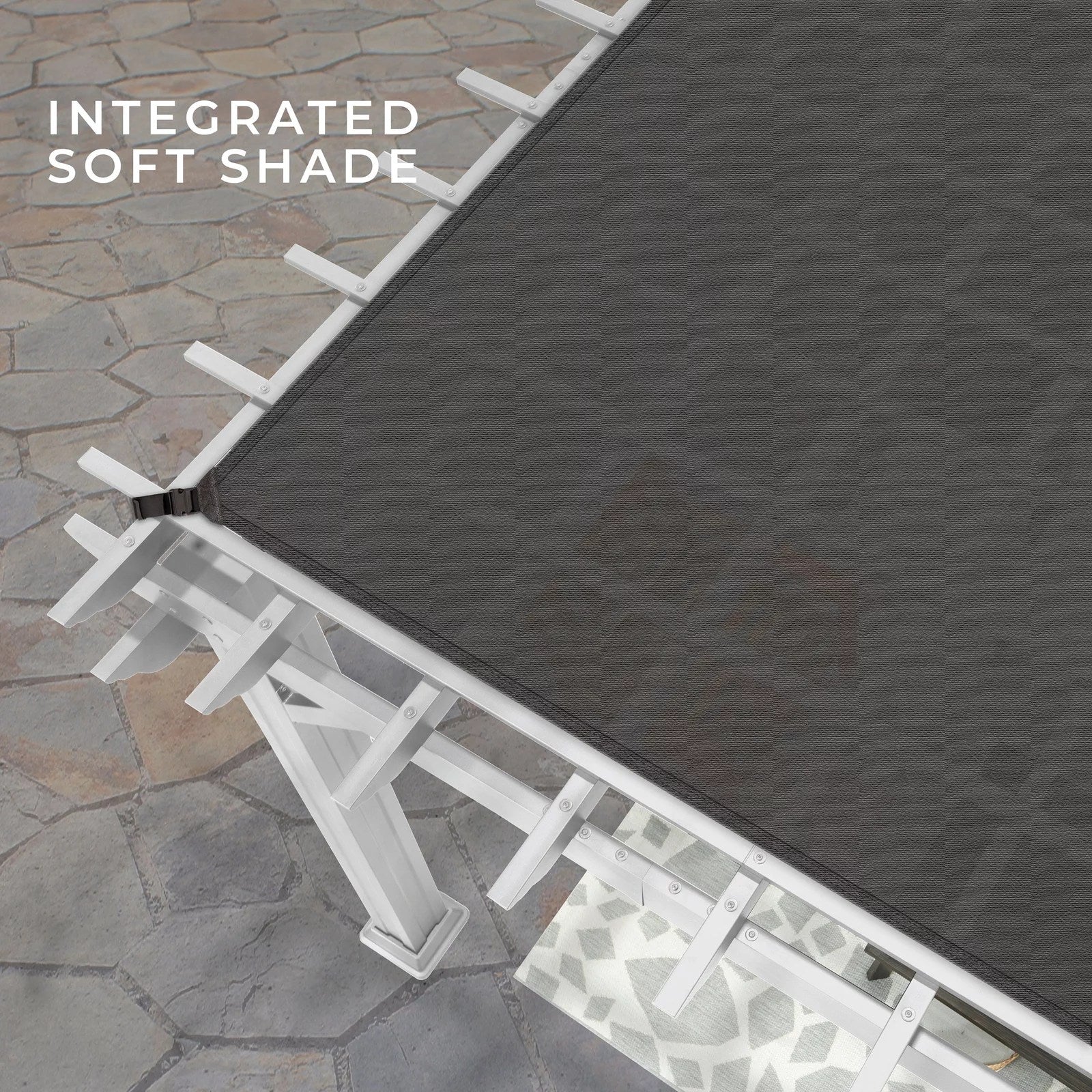 12×10 Hawthorne Traditional Steel Pergola With Sail Shade Soft Canopy