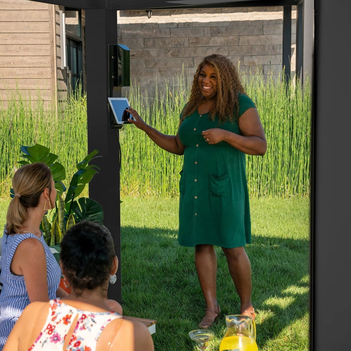 12×10 Trenton Modern Steel Pergola With Sail Shade Soft Canopy
