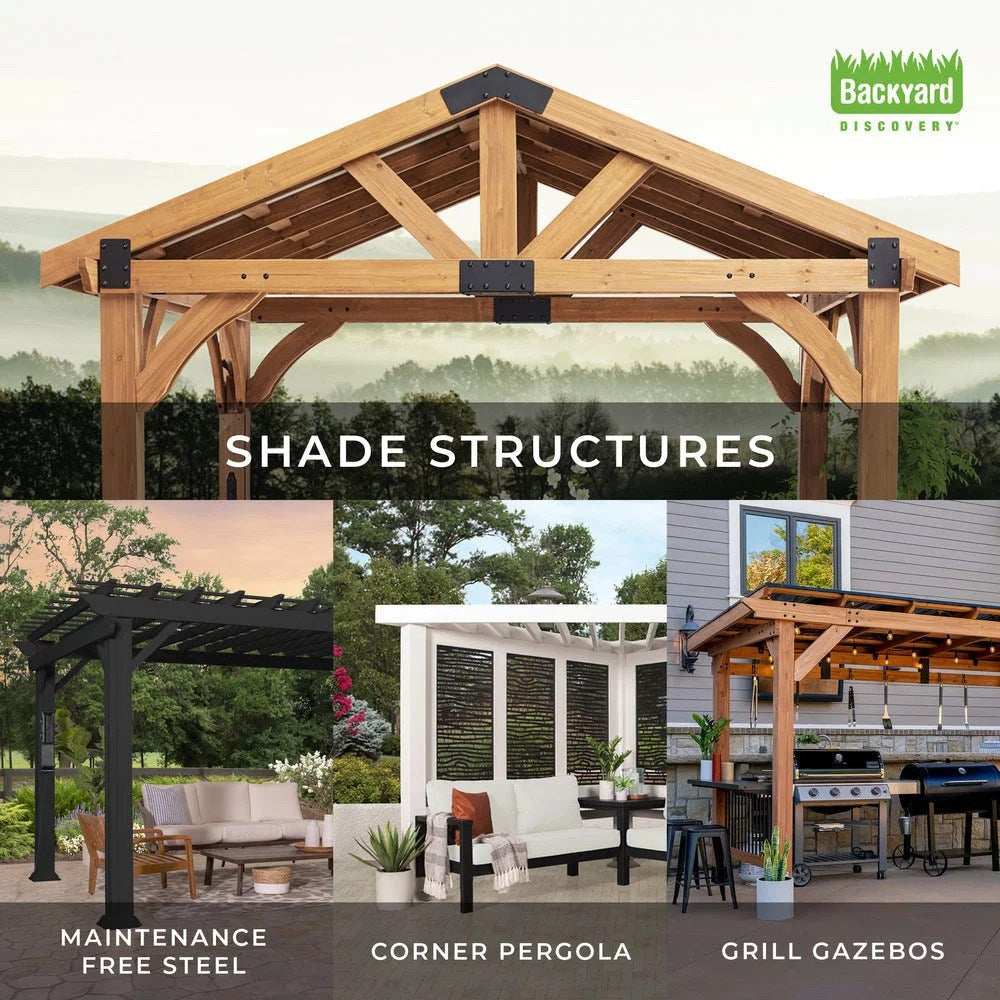 16x12 ashford traditional steel pergola with sail shade soft canopy