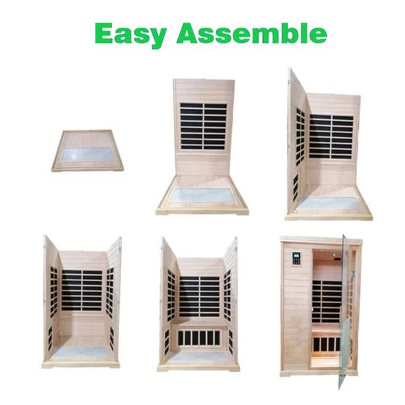 KUNSANA Far infrared sauna room,One person size, Hemlock Wooden Far Infrared Sauna for Home
