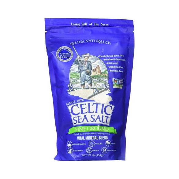 Celtic Sea Salt Fine Ground - 16 Ounces (Pack of 1) Resealable Bag of Classic and Nutritious Sea Salt, Great For Cooking, Baking, Pickling, Finishing And More, Suitable For Pantry , Gl Free