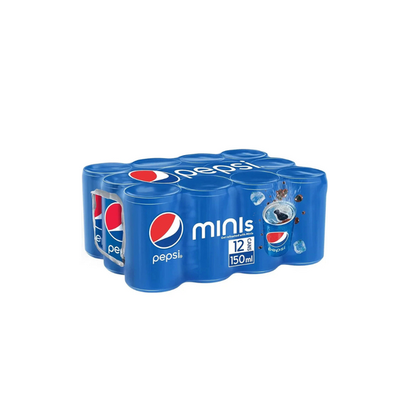 Pepsi, Carbonated Soft Drink, Cans, 150ml Pack of 12