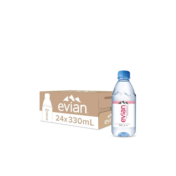 Evian Mineral Water, Naturally Filtered Drinking Water, 330ml Bottled Water Crafted by Nature, Case of 24 x 330ml evian Water Bottles