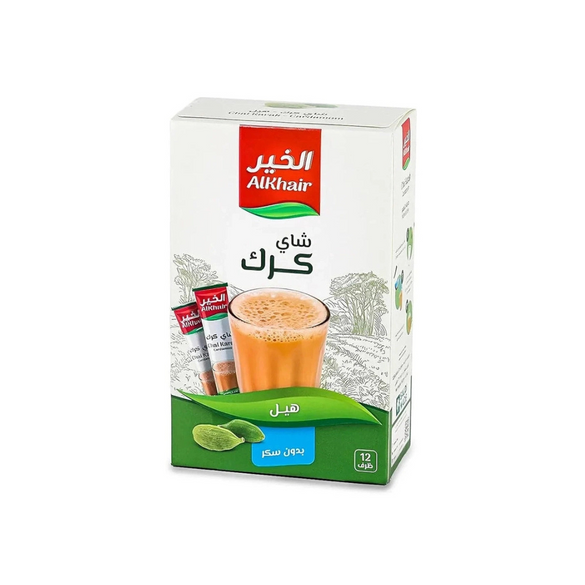 Al Khair Emoji Cardamom Sugar Free Karak Tea, 12 Sachets X 15 G, Black