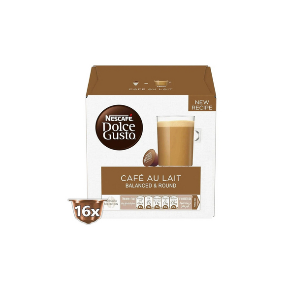 Nescafe Dolce Gusto Cafe Au Lait Coffee Capsules  16 Capsules, Brown