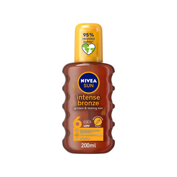 NIVEA SUN Tanning Oil Spray, Intense Bronze with Vitamine E & Jojoba Oil, SPF 6, 200ml