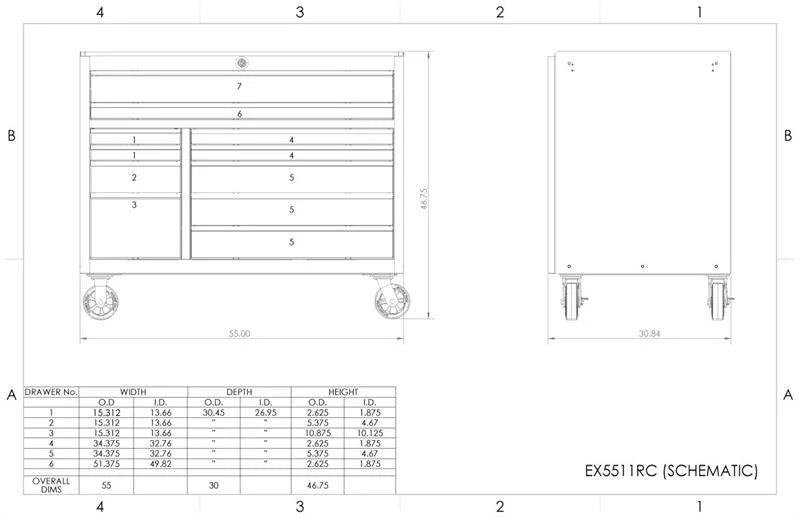 Extreme Tools 55 In 11 Drawer Pro Roller Cabinet BLACK