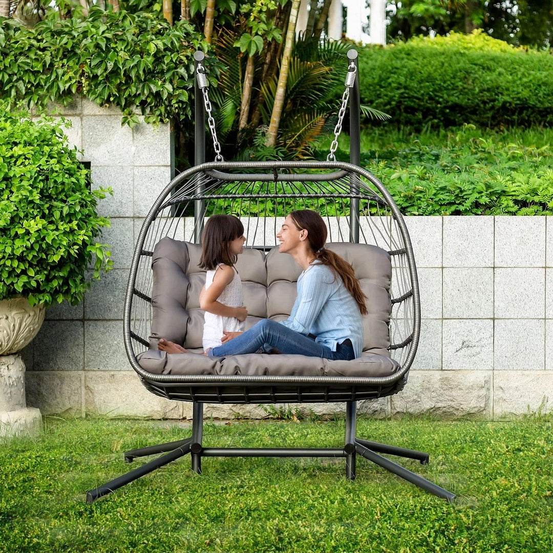 BrafabLux ury X-Large Double Egg Swing Chair 2 Person Hanging Chair Hand Made Rattan Wicker Hammock Chair