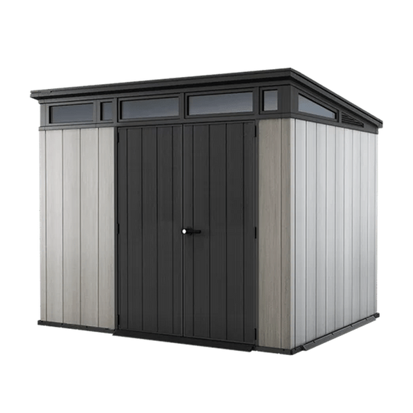 Keter Artisan 9×7 Foot Large Outdoor Shed with Floor with Modern Design for Patio Furniture