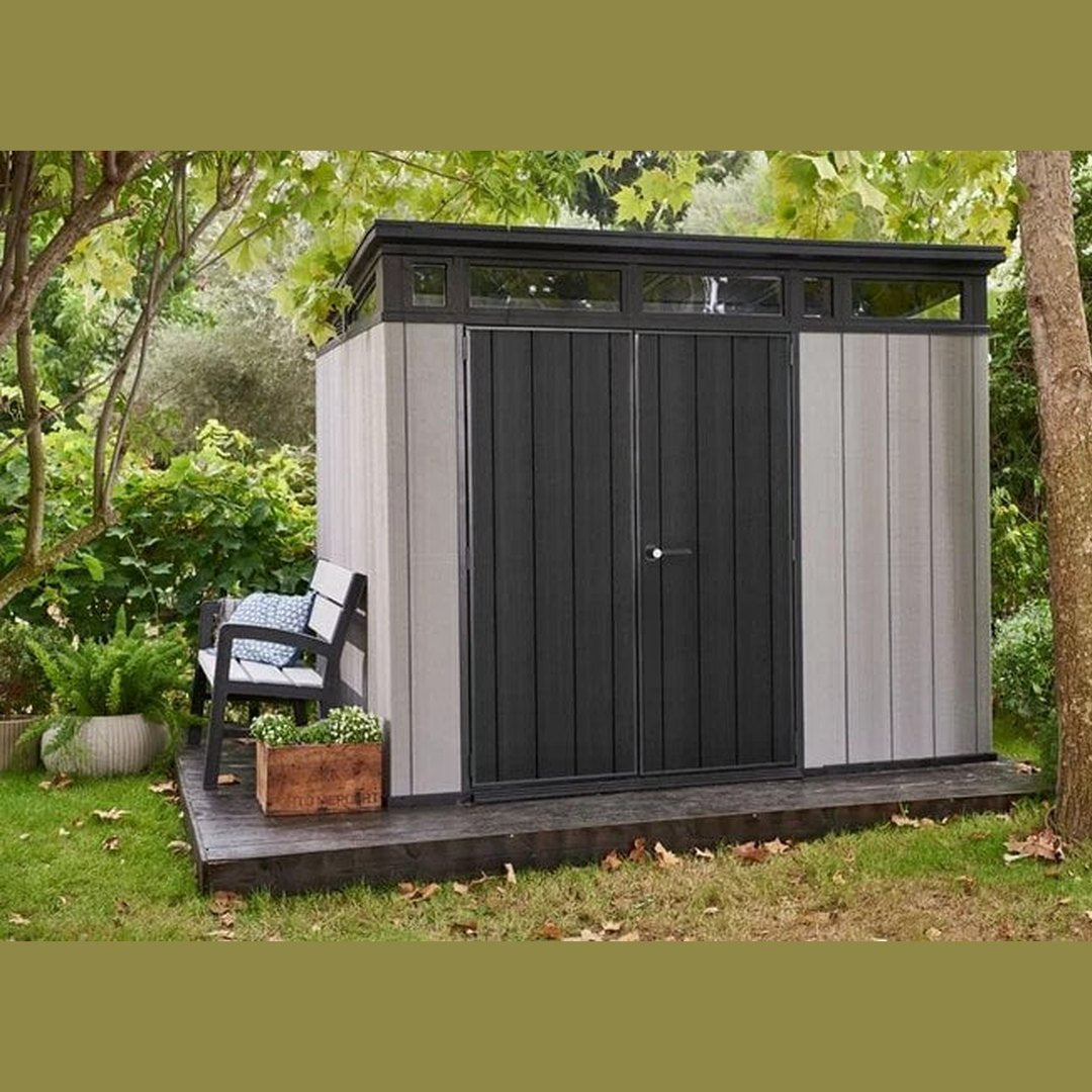 Keter Artisan 9×7 Foot Large Outdoor Shed with Floor with Modern Design for Patio Furniture