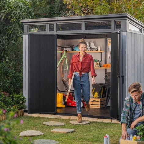 Keter Artisan 9×7 Foot Large Outdoor Shed with Floor with Modern Design for Patio Furniture