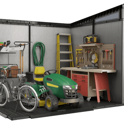 Keter Artisan 9×7 Foot Large Outdoor Shed with Floor with Modern Design for Patio Furniture