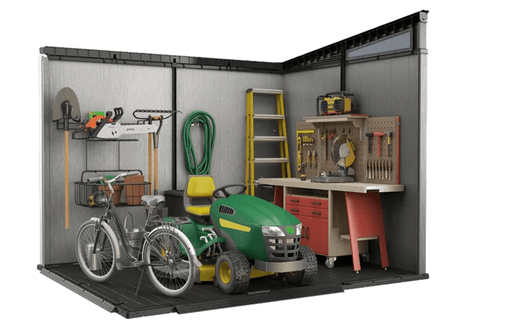 Keter Artisan 9×7 Foot Large Outdoor Shed with Floor with Modern Design for Patio Furniture